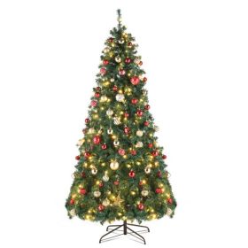 7ft Automatic Tree Structure PVC Material 450 Lights Warm Color 8 Modes 1050 Branches Christmas Tree Green