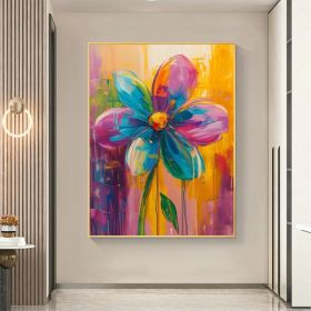 Abstract Colorful Flower Oil Painting on Canvas, Large Wall Art Original Floral Art, Custom Painting Living Room Home Decor Gift Fancy Art (Style: 01, size: 50x70cm)